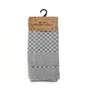 Set Of 2 Kitchen Towels - Grey Check