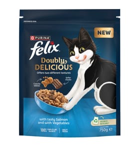Felix Doubly Delicious Dry Cat Food 750g - Salmon & Vegetables
