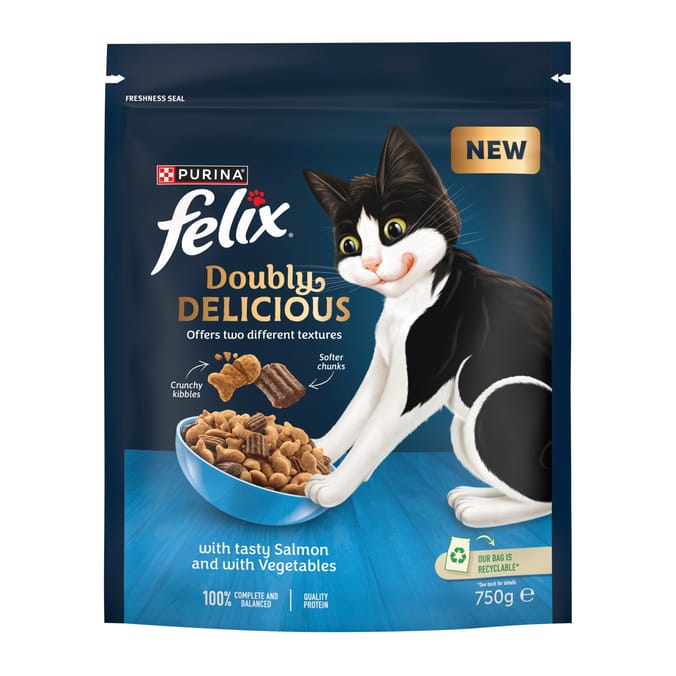 Felix Doubly Delicious Dry Cat Food 750g - Salmon & Vegetables