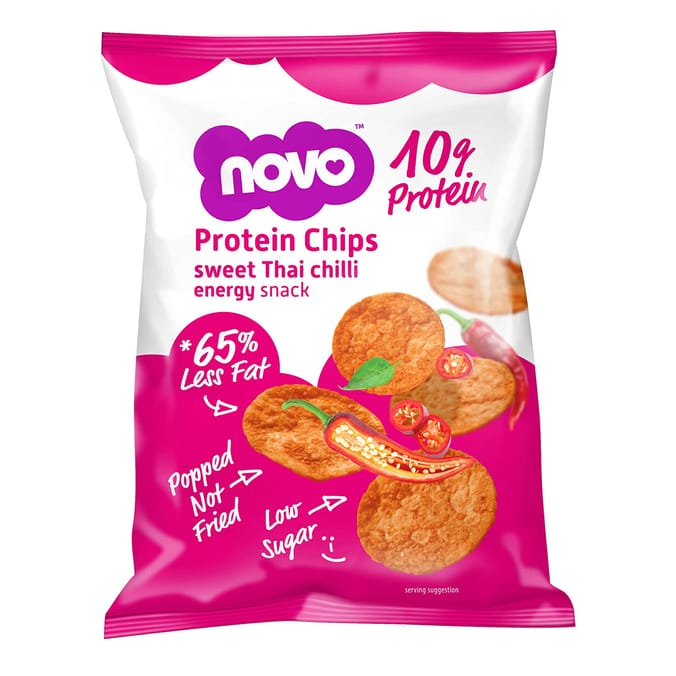 Novo Nutrition Protein Chips Energy Snacks 6 Pack - Sweet Thai Chilli