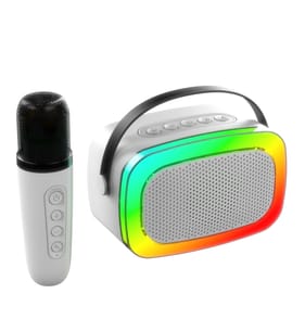 Equatech Karaoke & LED Light Up Party Speaker - White
