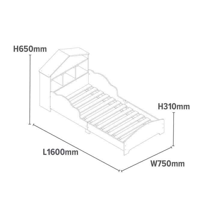 Liberty House Toys Kids White Toddler Bed With Bookcase