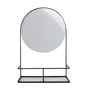 Home Collections Black Metal Wall Mirror & Shelf 