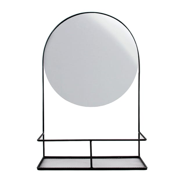 Home Collections Black Metal Wall Mirror & Shelf Home Bargains