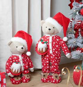 Sleigh Bells Christmas Teddy In Pyjamas