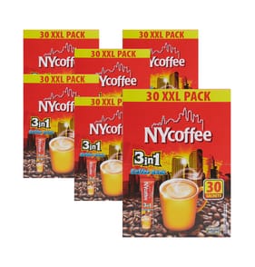 NYCoffee 3 in 1 White Coffee With Sugar 30 Sachets x6