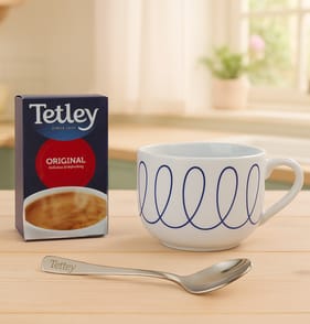 Tetley Ceramic Mug & Spoon With Tea Bags Set