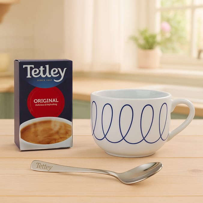 Tetley Ceramic Mug & Spoon With Tea Bags Set