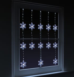 Prestige Mains Operated LED Snowflake Curtain Lights - Cool White