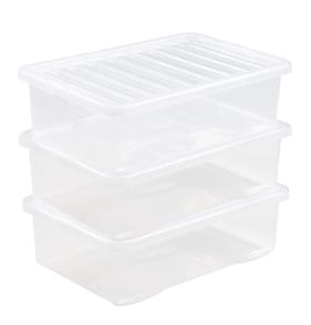 Everyday Essentials 32 Litre Under Bed Storage Boxes x3 - Clear