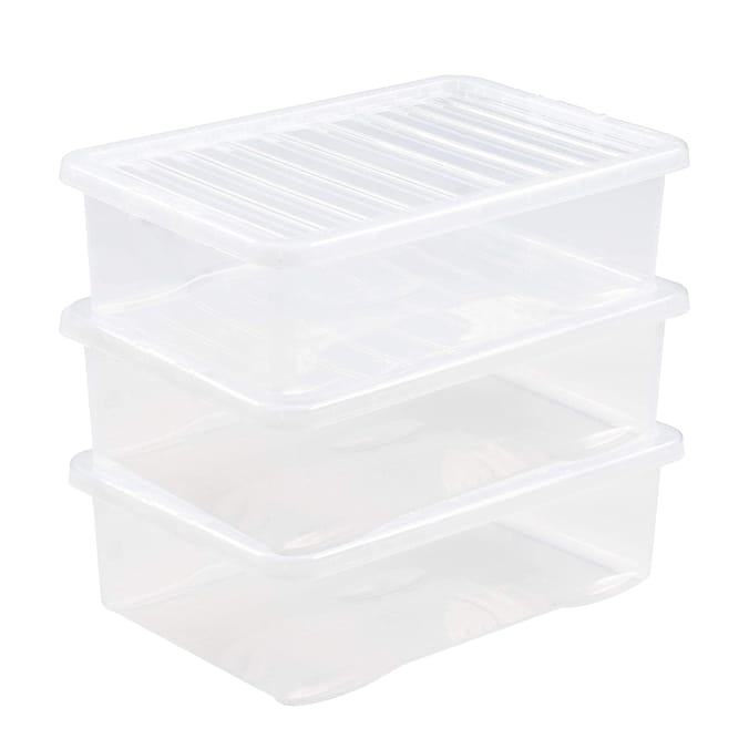 Everyday Essentials 32 Litre Under Bed Storage Boxes x3 - Clear