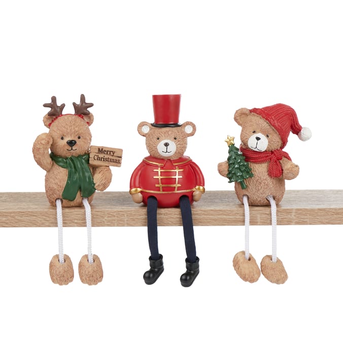 The Lifestyle Edit Timeless Christmas Bear Shelf Sitter Assorted