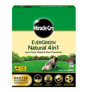 Miracle-Gro Evergreen Natural 4in1 Lawn Food, Weed & Mosskiller 3.5kg - 85m2 