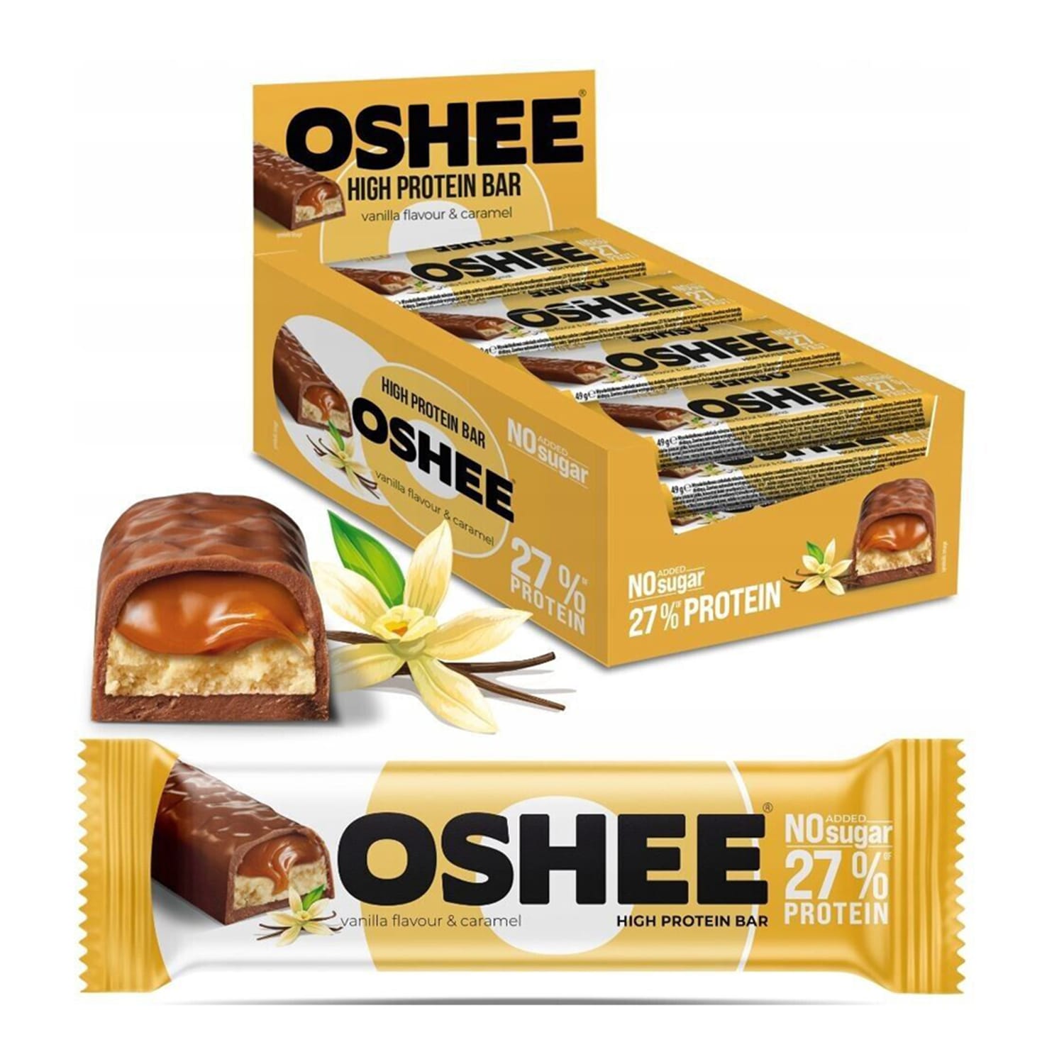 Oshee High Protein Vanilla & Caramel Bars 49g x 12 | Home Bargains