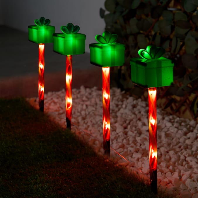 Prestige Battery Operated LED Candy Cane Stake Lights 4 Pack - Gift