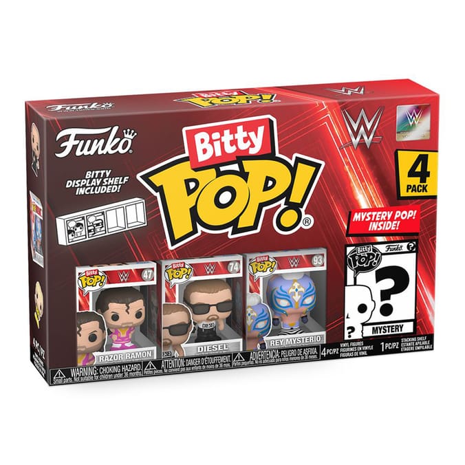  Funko Bitty Pop WWE 4pk -  Razor Ramon, Diesel, Rey Mysterio, and a Mystery Bitty Pop! Figure