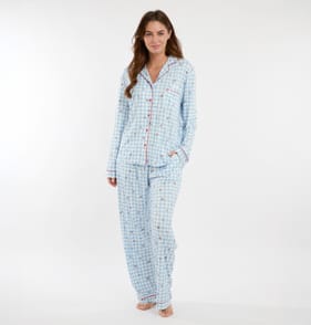 Originals Ladies Blue Checked Floral Pyjamas