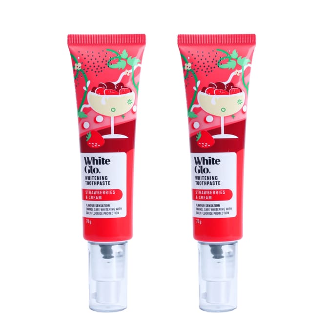 White Glo Whitening Strawberries & Cream Toothpaste 70g x2
