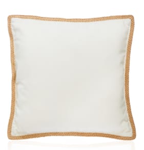The Outdoor Edit Earthed Raffia Trim Cushion - Cream