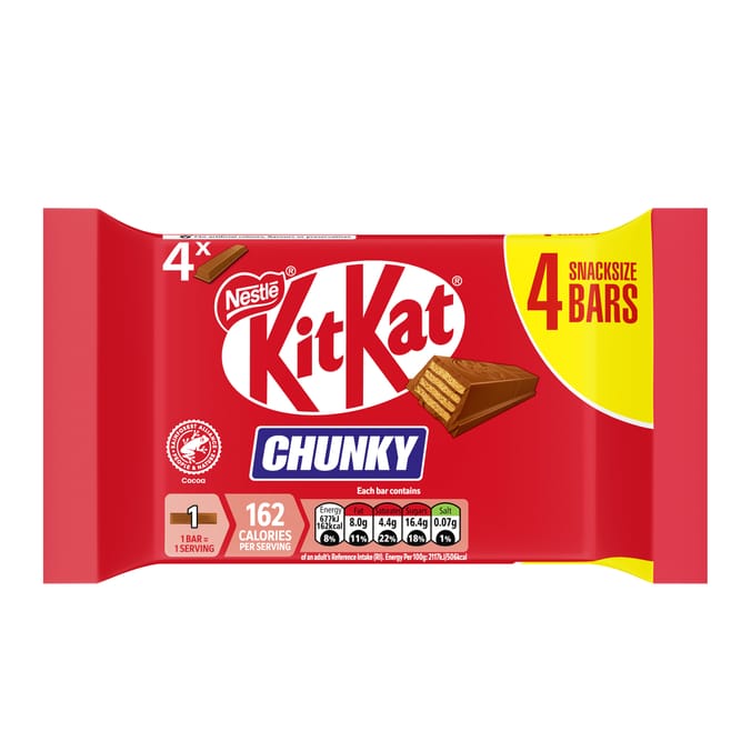 KitKat Chunky Milk Chocolate Bar 4 Pack Multipack 128g