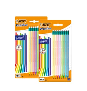 Bic Evolution Stripes Hb Graphite Pencils 8 Pack x2