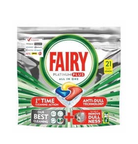 Fairy Platinum Plus All In One Dishwasher Tablets Lemon 21 Tablets