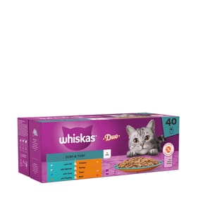 Whiskas Duo 1+ Surf & Turf In Jelly Adult Wet Cat Food Pouches 40x85g
