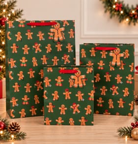 Festive Feeling Gift Bag Set - Gingerbread