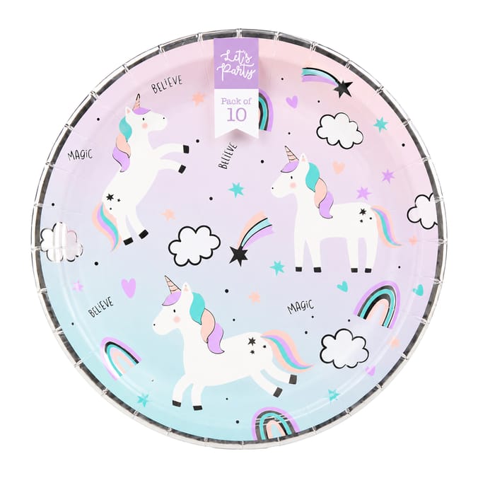 Let's Party Unicorn Paper Plates 10 Pack