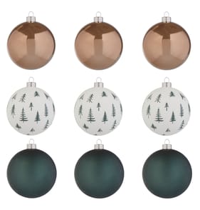 Nordic Spirit 8cm Theme Bauble 9 Pack - Green