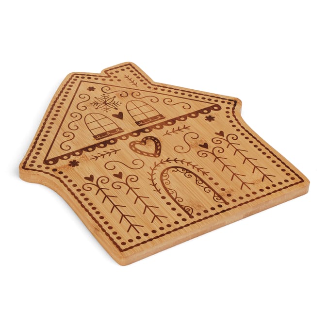 Home Collections Gingerbread House Shaped Bamboo Serving Board