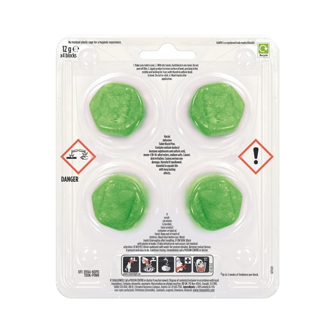 Harpic Pine Hygienic & Fresh Sticker Blocks 4 Pack