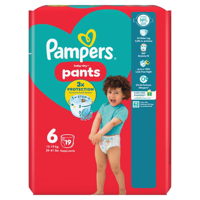 Pampers Baby-Dry Nappy Pants 19's Size 6