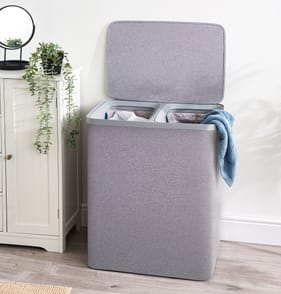 Utility Double Laundry Basket - Light Grey