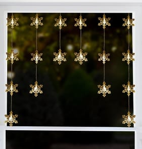 Prestige Mains Operated LED Snowflake Curtain Lights - Warm White
