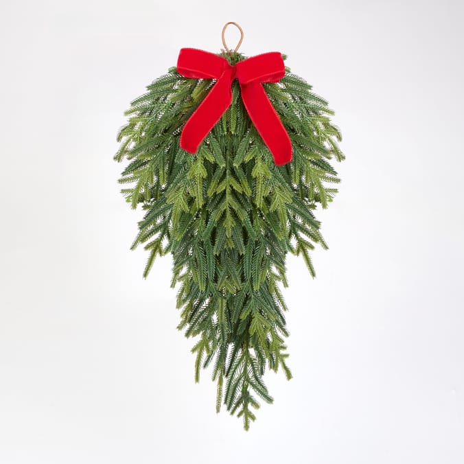 Festive Feeling 70cm Pine Bow Teardrop Swag