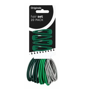 Originals Hair Clips & Bobble Set - Green
