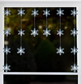 Prestige Mains Operated LED Snowflake Curtain Lights - Cool White
