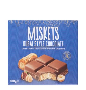 Miskets Dubai Style Chocolate Crispy Kadaifi And Hazelnut With Milk Chocolate Bar 100g