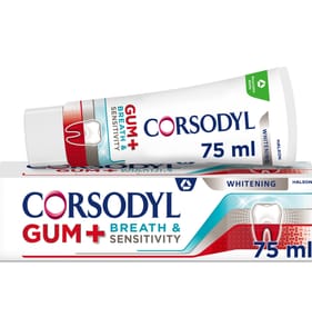 Corsodyl Gum+ Breath & Sensitivity Toothpaste Whitening 75ml