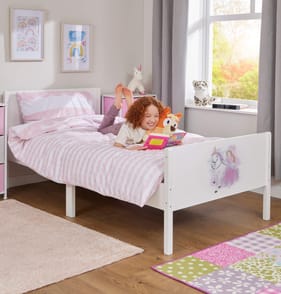 Liberty House Toys Kids White Single Bed – Princess and Unicorn