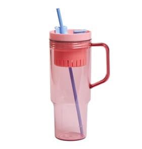 Hydrate 40oz Fruit Infuser Tumbler - Pink With Blue Straw