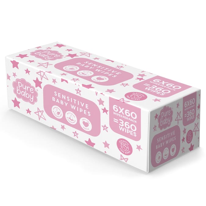 Pure Baby Sensitive Baby Wipes 60s x6