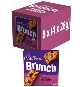 Cadbury Brunch Oats Raisin Chocolate Cereal Bars 4 Pack 112g x8
