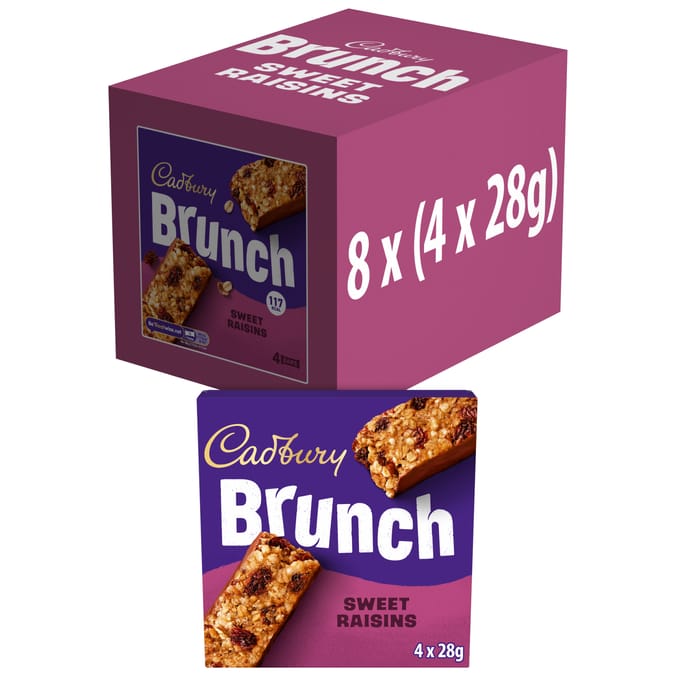 Cadbury Brunch Oats Raisin Chocolate Cereal Bars 4 Pack 112g x8