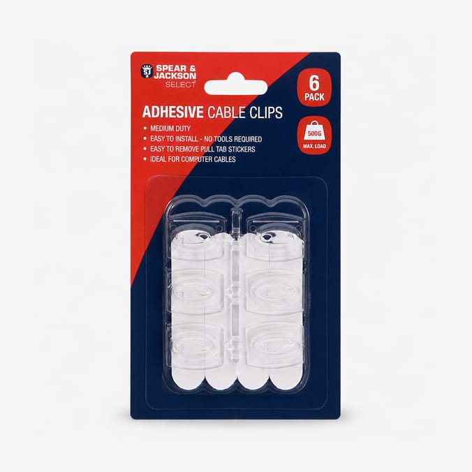 Spear & Jackson Adhesive Cable Clips 6 Pack