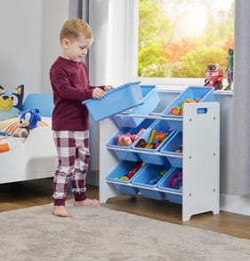 Liberty House Toys Kids 9 Bin Storage unit - White & Blue