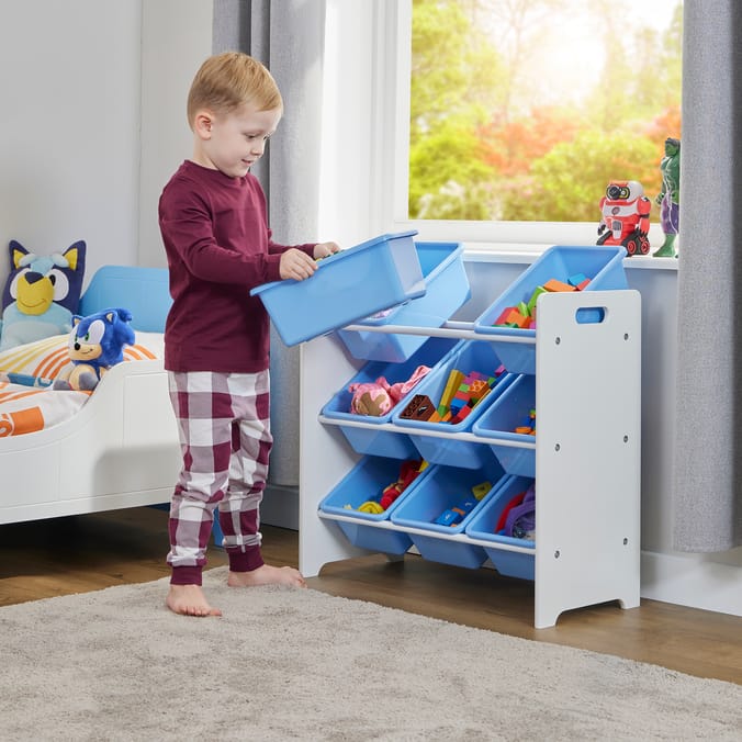 Liberty House Toys Kids 9 Bin Storage unit - White & Blue