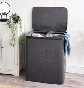 Utility Double Laundry Basket - Charcoal
