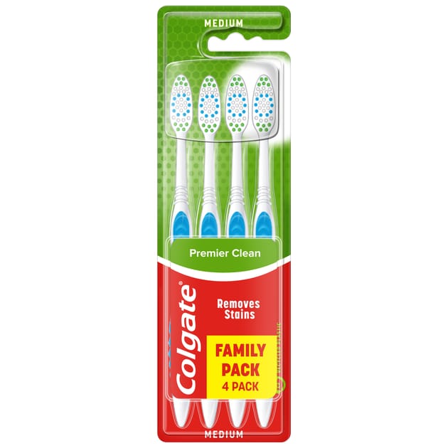 Colgate Premier Clean Medium Manual Toothbrush 4 Pack | Home Bargains